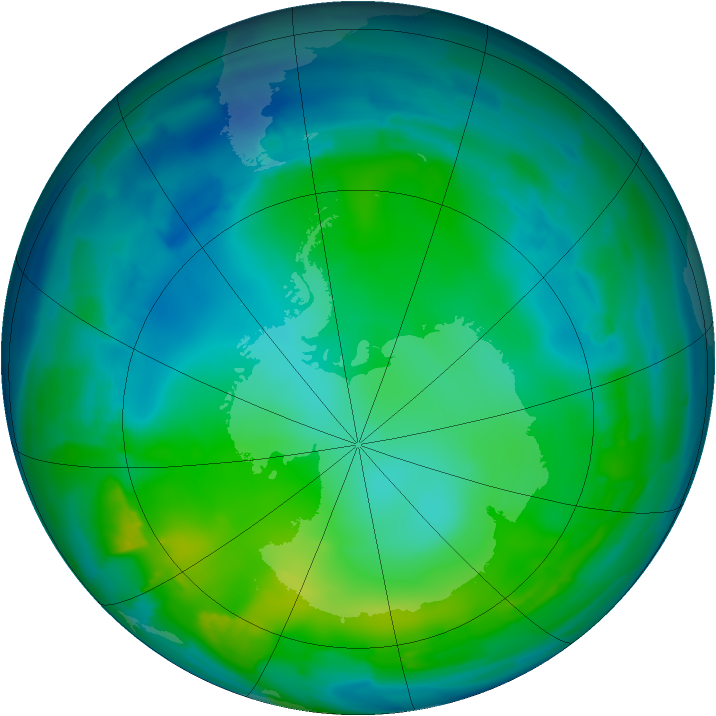 Antarctic ozone map for 24 May 2012